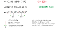 Typografische Schreibweise der Telefonnummer